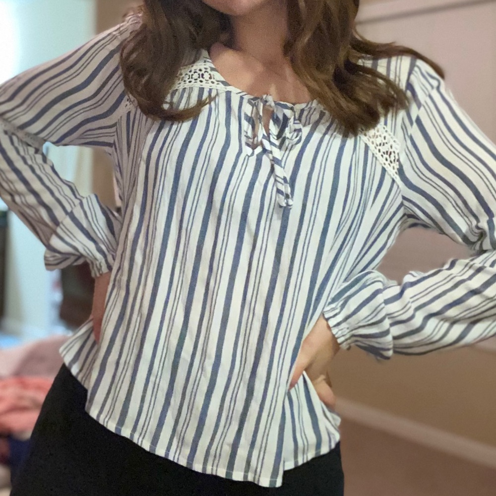 Striped Hollister Tie Front Shirt